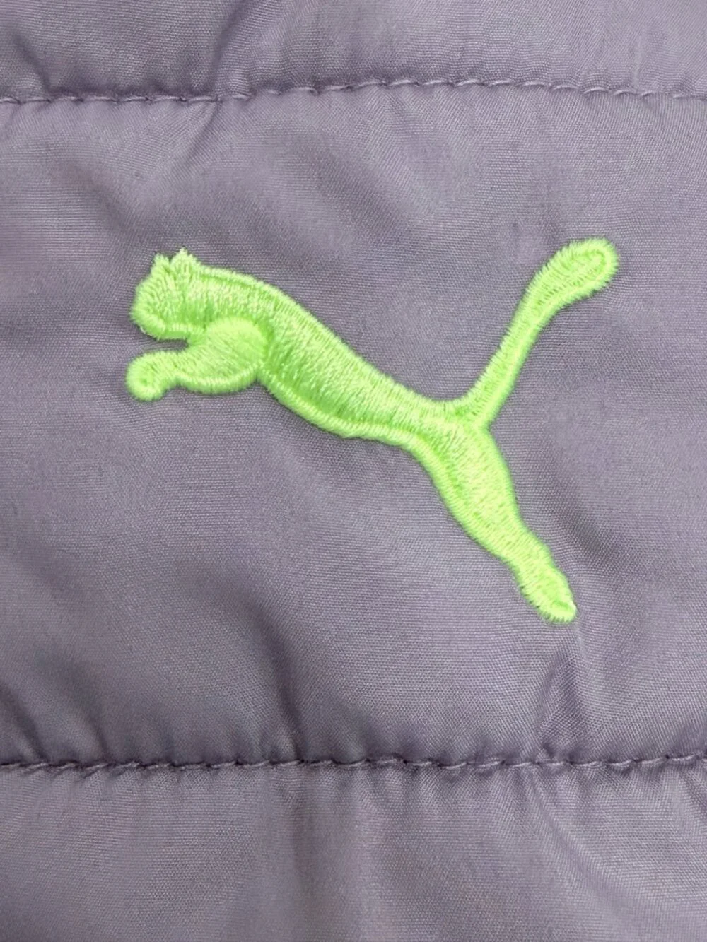 PUMA Girl's 4T Lilac Puffer Vest Neon Green Trim Lightweight Quilted